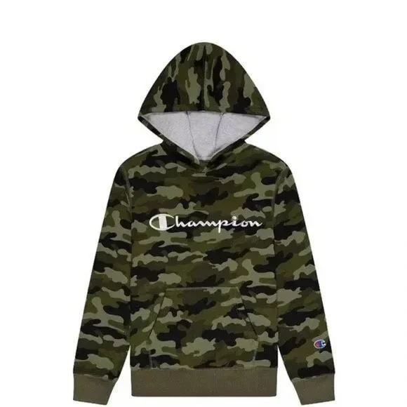 Champion Boys Green Camo Pullover Hoodie Sweatshirt Size Medium - Picture 13 of 14